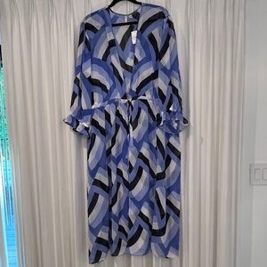Cato Blue, Black and White Swimsuit Cover-Up